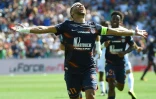 La joie du milieu de terrain de Montpellier Teji Savanier, après avoir marqué le 3e but à domicile contre Troyes, lors de la 1ère journée de Ligue 1, le 7 août 2022 au Stade de La Mosson