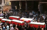 Les funérailles de victimes d'une frappe aérienne israélienne ayant visé le village de Kfar Remmane la veille, dans le sud du Liban, le 8 septembre 2026