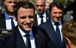 Le président Emmanuel Macron (g) et le maire de Nice Christian Estrosi le 14 juillet 2018 à Nice pour la cérémonie en mémoire des victimes de la tuerie de Nice un an auparavant