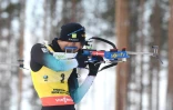 Le biathlète français Martin Fourcade pendant la poursuite 12,5 km de Coupe du monde de biathlon, le 14 mars à Kiontiolahti en Finlande