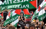 Des militants pro-palestiniens manifestent à Melbourne contre la visite du président israélien Isaac Herzog en Australie, le 9 février 2026