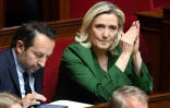 La présidente du groupe du parti d'extrême-droite Rassemblement National à l'Assemblée Nationale Marine Le Pen le 2 mai 2023 à Paris