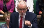 Image tirée d'une vidéo du parlement britannique montrant le chef du Labour Jeremy Corbyn à la Chambre des Communes, le 4 septembre 2019 à Londres