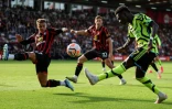 Arsenal, avec son histoire européenne et ses vedettes, arrive à Lens en favori. Ici Bukayo Saka (à dr) pendant le match de Premier League à Bournemouth le 30 septembre 2023.