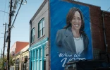 Un portrait de Kamala Harris peint sur le mur d'un immeuble à Atlanta, en Géorgie, le 21 octobre 2024