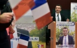 Florian Philippot fait un discours après la publication des résultats le 6 décembre à Strasbourg