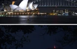 Le Harbour Bridge et l'Opéra de Sydney observent l'"Heure pour la planète". Le 24 mars 2018.
