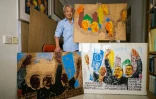 L'artiste hongkongais Fong So exhibe le 25 septembre 2018 dans son studio des oeuvres réalisées lors du Mouvement des parapluies à Hong Kong en 2014
