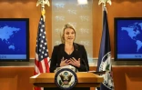 La porte-parole du département d'Etat Heather Nauert lors d'une conférence de presse le 30 novembre 2017 à Washington DC