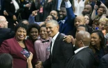 Barack Obama avec la candidate démocrate au poste de gouverneure de Géorgie, Stacey Abrams, le 2 novembre 2018 à Atlanta