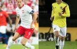 Combophoto représentant le capitaine de la Pologne Robert Lewandowski et le milieu colombien James Rodriguez
