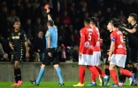 Le milieu portugais de l'AS Monaco Gelson Martins, sanctionné d'un carton rouge pour avoir bousculé l'arbitre lors de la défaite à Nîmes, le 1er février 2020