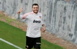 L'attaquant uruguayen de Valence Maxi Gomez à l'entraînement le 9 mai 2020 à Paterna (Valence)