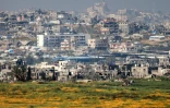 Vue du nord de la bande de Gaza détruite, depuis le sud d'Israël, le 18 mars 2025