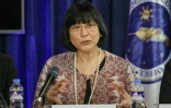 La porte-parole du ministère philippin des Affaires étrangères, Teresita Daza, lors d'une conférence de presse, le 11 décembre 2023 à Manille