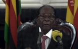 Capture d'image de la télévision zimbabwéenne diffusant l'allocution du président Robert Mugabe, le 19 novembre 2017 à Harare