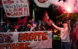 Manifestation contre la dissolution de La Jeune Garde, organisation antifasciste d'extrême gauche, près de la préfecture de Lyon, le 6 mai 2025 dans le Rhône