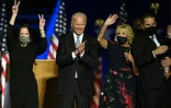 Ashley, Joe, Jill et Hunter Biden au soir de l'annonce de la victoire du candidat démocrate à la présidentielle américaine, le 7 novembre 2021 à Wilmington, dans le Delaware