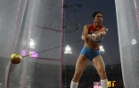 Tatyana Lysenko lors de l'épreuve du lancer du marteau aux Jeux de Londres, le 10 août 2012