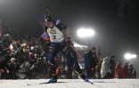 La biathlète française Julia Simon lors du sprint remporté aux Championnats du monde de biathlon à Nove Mesto, République Tchèque, le 9 février 2024