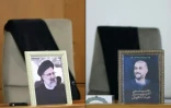 Montage photo diffusée par la présidence iranienne, le 20 mai 2024, montrant les sièges vides du président iranien Ebrahim Raissi (g) et du ministre des Affaires étrangères Hossein Amir-Abdollahian lors d'une réunion du cabinet tenue à Téhéran, après un crash d'hélicoptère dans lequel ils ont tous les deux été tués