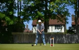 A player in action at Sussex County Croquet Club on England's south coast