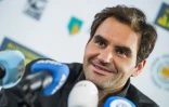 Le Suisse Roger Federer en conférence de presse, le 12 février 2018 à Rotterdam