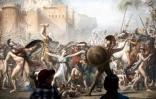 Le tableau "L'intervention des Sabines" (Les Sabines - 1796-1799) du peintre français Jacques-Louis David, le 14 octobre 2025 au musée du Louvre à Paris
