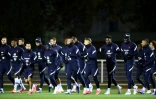 L'équipe de France, à l'échauffement, le 9 novembre 2021 à Clairefontaine-en-Yvelines, à quatre jours de son match contre le Kazakhstan au Parc des Princes, comptant pour les éliminatoires de la Coupe du monde 2022 au Qatar