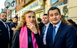 La ministre de la Justice Nicole Belloubet (G) et le ministre des Comptes publics Gérald Darmanin à Lille le 26 septembre 2018