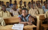 Des élèves d'une école primaire construite par le géant suisse Nestlé en 2013, dans le village ivoirien Goboué, le 7 mars 2016