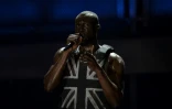 Le rappeur Stormzy sur la scène Pyramide du festival de Glastonbury le 28 juin 2019