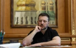 Photo diffusée par le service de presse de la présidence ukrainienne, le 28 janvier 2025, du président ukrainien Volodymyr Zelensky à Kiev