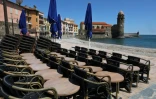 Terrasse fermée à Collioure, dans les Pyrénées-Orientales le 29 avril 2020