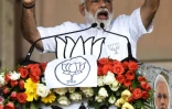 Le Premier ministre Narendra Modi, leader du Parti du peuple indien (BJP), lors d'un meeting de campagne avant les élections législatives, le 3 avril 2019 à Calcutta (est).