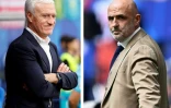 Les sélectionneurs de la France Didier Deschamps (à gauche) et de la Pologne Michal Probierz avant le match entre les deux équipes lors de la 3e journée du groupe D de l'Euro-2024 disputé le 25 juin 2024
à Dortmund