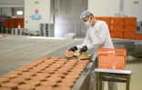 Un employé de Halk Ekmek fabrique dans cette boulangerie municipale du pain avec de la farine de blé ancestral, de lentilles et de boulgour, comme l'était celui de Kullüoba, à Eskisehir, en Turquie, le 23 mai 2025
