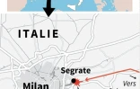 Carte de localisation du déraillement d'un train régional qui a fait au moins 2 morts et 10 blessés graves jeudi matin vers 7H00 (06H00 GMT) près de Milan en Italie