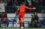 Gareth Bale auteur d'un doublé pour le pays de Galles contre l'Autriche en barrages du Mondial à Cardiff, le 24 mars 2022