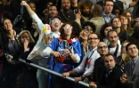Les partisans de Hillary Clinton rassemblés au Javits Convention Center le 8 novembre 2016 à New York 