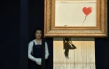 "Love is in the Bin", une ?uvre qui a été créée lorsque le tableau "Girl with Balloon" a été passée dans une déchiqueteuse lors d'une intervention surprise de Bansky, aux enchères de Sotheby's, à Londres le 12 octobre 2018