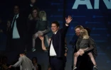 Andrew Scheer, sa femme Jill et deux de leurs enfants Ă Regina, dans la Saskatchewan, le 22 octobre 2019