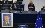 La conservatrice maltaise Roberta Metsola lors de son discours d'hommage à l'ancien président du Parlement européen David Sassoli, le 17 janvier 2022 à Strasbourg