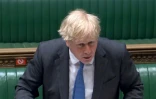 Le Premier ministre britannique Boris Johnson le 28 avril 2021 au Parlement, dans une capture d'image vidéo de la Parliamentary Recording Unit (PRU)