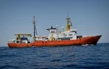 Le navire de sauvetage Aquarius, le 6 mai 2018 au large de la Libye