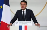 Le président Emmanuel Macron devant les ambassadeurs français, le 6 janvier 2025 à Paris