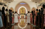 Messe catholique à l'église de l'Immaculée Conception de Dili, au Timor oriental, le 8 septembre 2024