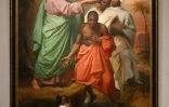Un visiteur devant une toile "Saint Philippe baptisant l'eunuque de la reine d'Ethiopie sur le chemin de Jerusalem à Gaza" de Abel de Pujol, lors de la présentation de l'exposition "Le modèle noir de Géricault à Matisse" , le 25 mars 2019 au musée d'Orsay