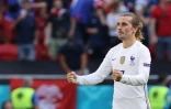 L&rsquo;attaquant français Antoine Griezmann, après avoir égalisé (1-1) face à la Hongrie, lors de la 2e journée du groupe F à l'Euro 2020, le 19 juin 2021 à Budapest 