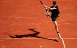 Le joueur de tennis italien Jannik Sinner lors du match l'opposant au Grec Stefanos Tsitsipas lors du tournoi de tennis ATP de Monte-Carlo le 13 avril 2024.
